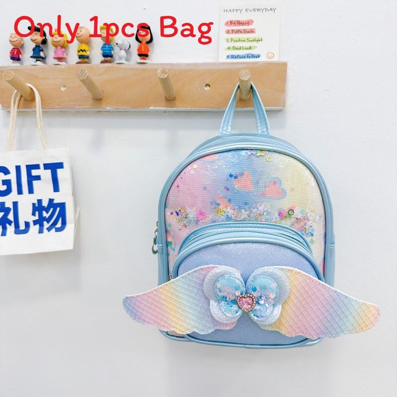 Childrens Cute Bowknot Wings Princess Backpack With Pu Material For Kindergarten Girls