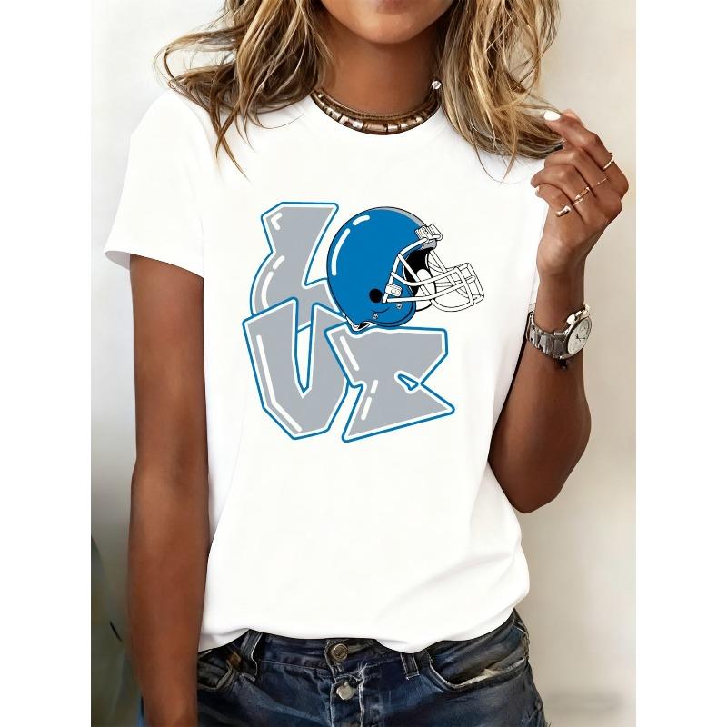 

Women S VX Helmet Lion Graphic T-Shirt - 180gsm Heavyweight 100% White Tee with Blue Helmet & Lion Print, Short Sleeve Round Neck Casual s Top 4XL білий