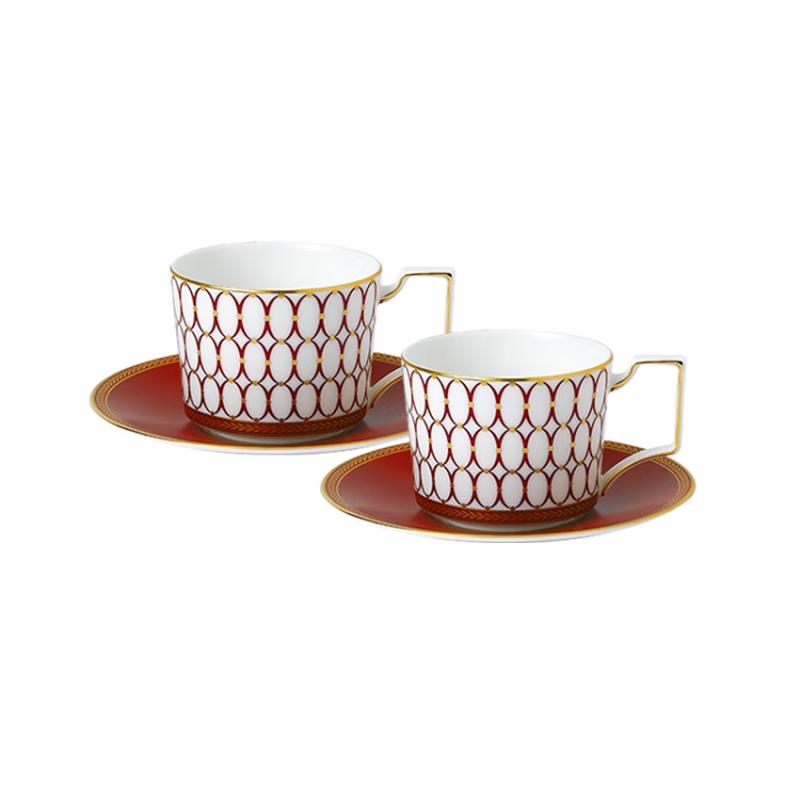 Wedgwood Golden Age Gilded Red Bone China Coffee Set