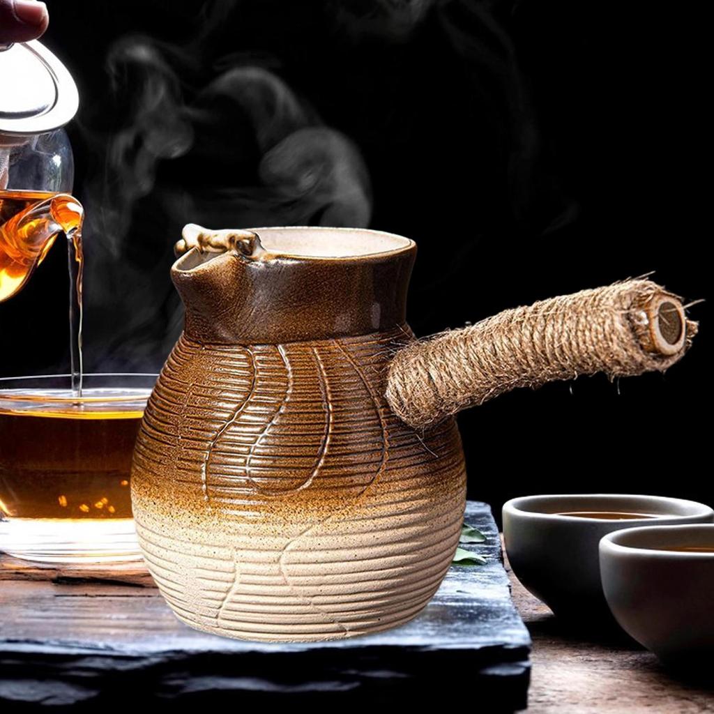 Ceramic Teapot Porcelain Tea Pot with Rope Wrapped Handle Maker for Home Lovers Gift Picnic