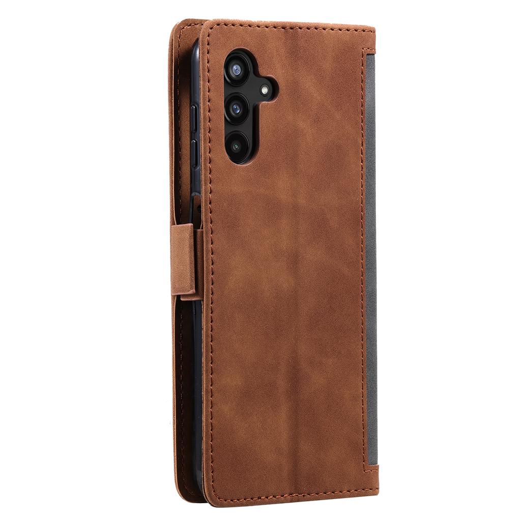 Phone Case for Samsung Galaxy A54 5G Retro Color Splicing PU Leather Flip Stand Wallet Cover with Strap