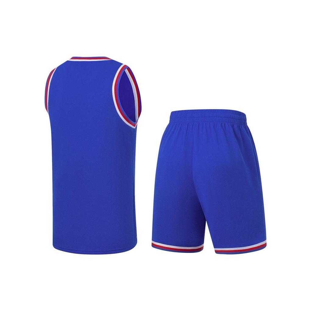 Li Ning Sports Basketball Series Logo Print Sweat-Wicking Competition Basketball Set Men Sportswear Crystal-Blue AATT001-11
