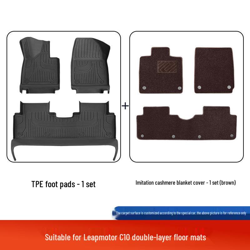 Leapmotor C10 Maßgefertigte Fußmatten, 25 Modelle, Vollständig umschlossen, Original-Autofarbe, Doppellagiges TPE.