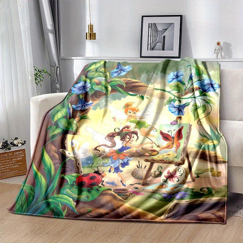 1pc. Cartoon Fairy Painting Nature Scene Throw Blanket, Home Decorative Quilt Coverlet Bedspread for All Seasons, Soft Flannel Throw Blanket