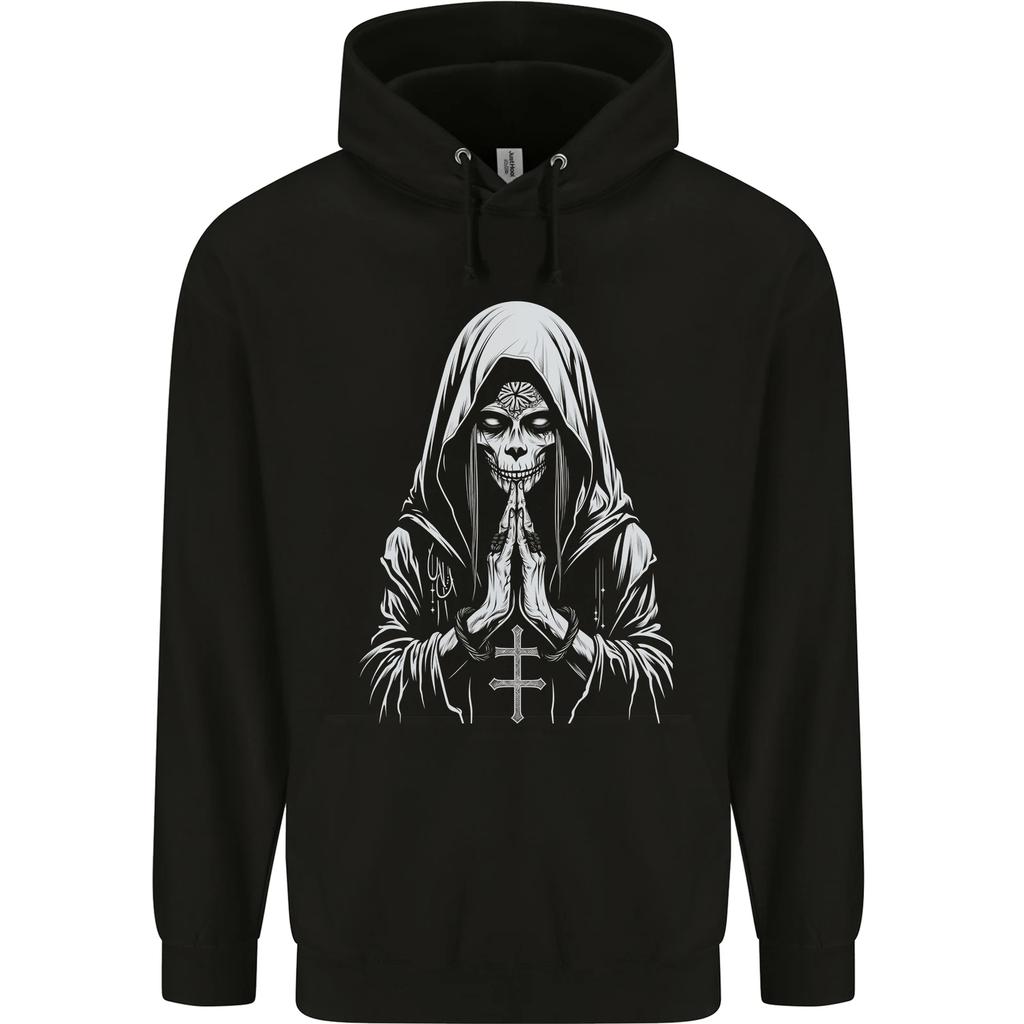Evil Praying Nun Skull Demon Horror hoodie-Casual Pullover Sweatshirt