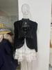 2026 Women's Lace Patchwork Tie-Waist Layered Short Dress