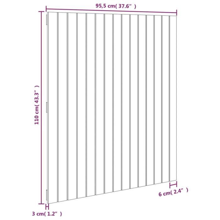 824934 vidaXL Wall-mounted Headboard White 95.5x3x110 Cm Solid Pine Wood