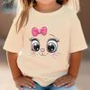 Teen Girl Clothes Pink Bow Cat Girl T-Shirt Summer Fashion Crew Neck Junior Girls' Clothing Short Sleeve Outdoor Children Top