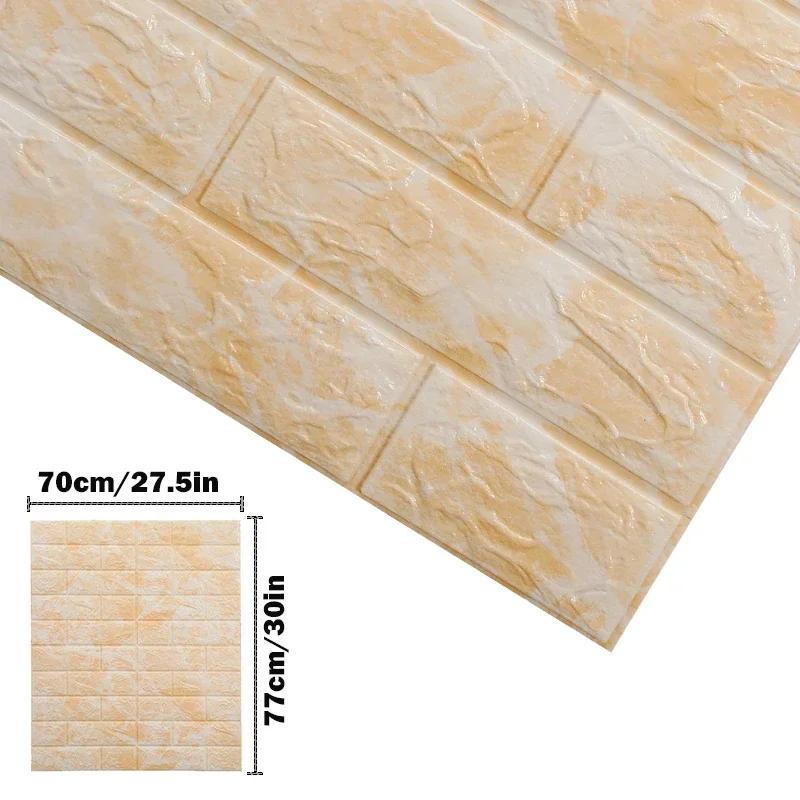 5PCS 3D Self Adhesive Foam Wall Sticker Waterproof  Bedroom Home Decor DIY Imitation Brick Wallpaper for Living Room Decoration
