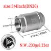 Vertical Spring Check Valve 304 Stainless Steel DN15/20 One-way No Return Horizontal Vertical Water Stop Valve for Wells, Pumps.