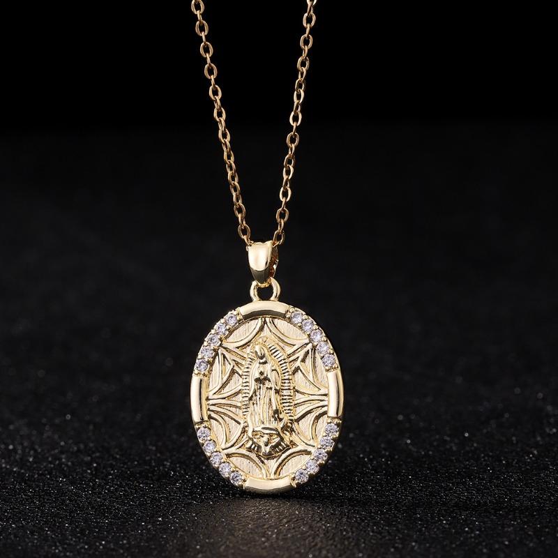 European and American Fashion Micro inlaid Color Zircon Pendant Women's Jewelry Virgin Mary Necklace
