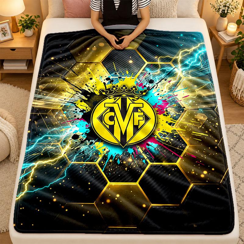 Flannel BlanketVillarreal FC Warm Soft Throw Blanket for Indoor Sofa Bed Living Room Use