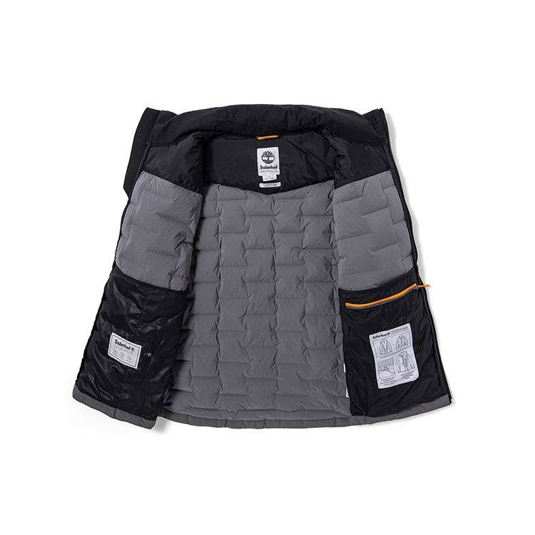 Timberland Logo Warm Fitted Zip Down Jacket Men Jacket Gray A2G9P-033