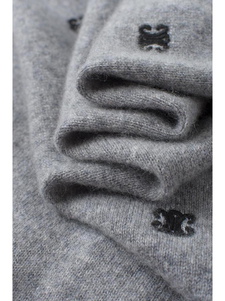 Women's 100% Pure Cashmere Crew Neck Embroidered Loose Sweater