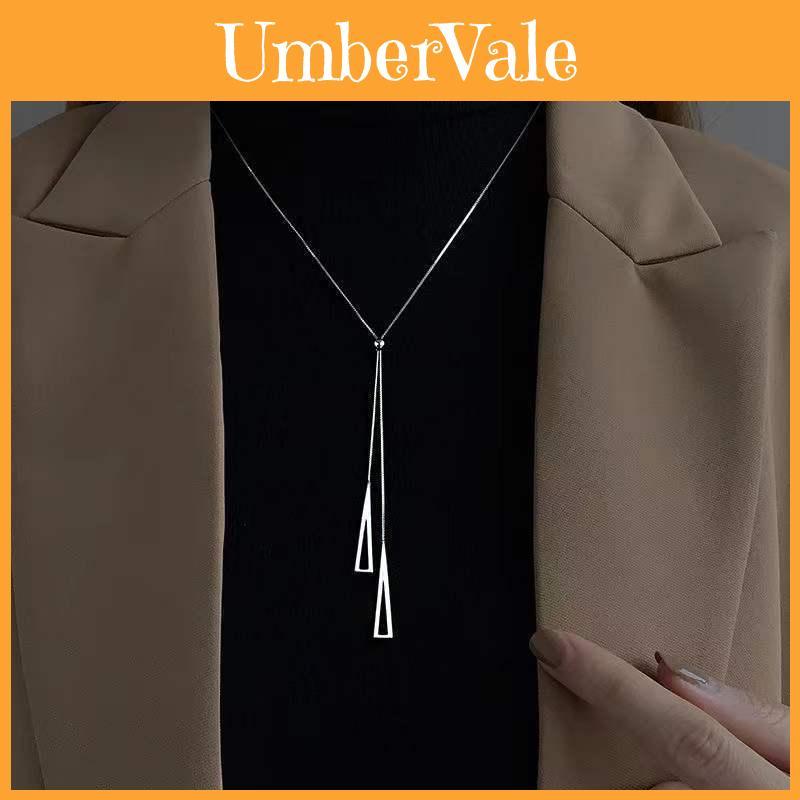 Fashionable Geometric Triangle Sweater Chain For Women Ins Metal Style Long Necklace