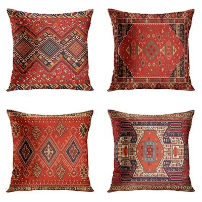 Czerwona Marokańska Etniczna Krótka Pluszowa Poszewka Na Poduszkę Salon Sypialnia Sofa Poszewka Na Poduszkę Wystrój Domu 40x40 45x45 50x50 60x60