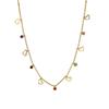 18K Gold Plated Titanium Steel Hollow Heart Necklace with Colored Zircon Tassels for Women - Colorfast Clavicle Chain