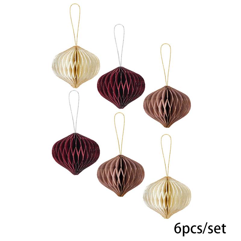 1/6ks 3D mini trblietavý prívesok voštinový guľôčka s trblietavým okrajom z papiera voštinový ornament