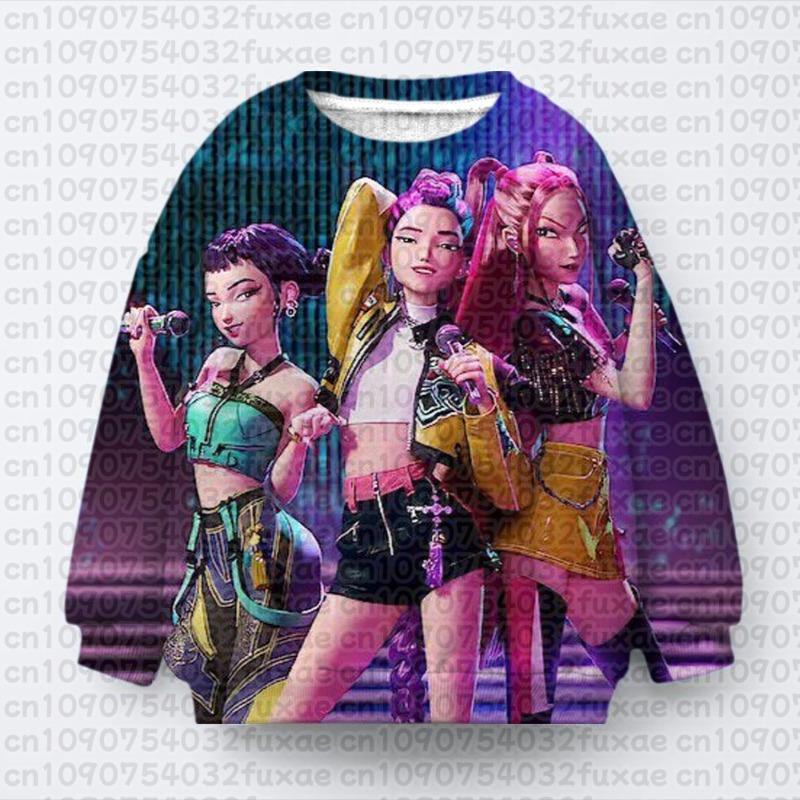 Kpop Demon Hunters Huntrix Print Sweatshirt For Children Autumn Winter Long Sleeve Pullover Casual Oversiezed Kids/Adult Tops