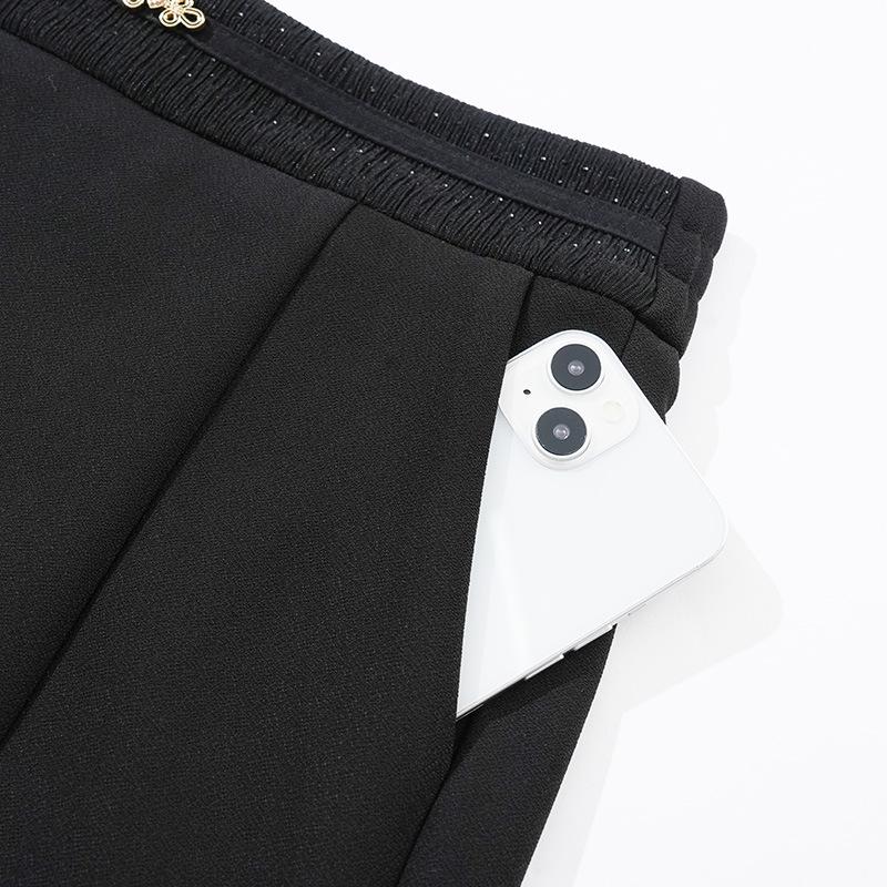 Elegant Black Mid-Length Fishtail Skirt - Autumn/Winter, Elastic High Waist, Plus Size Women's Clothing