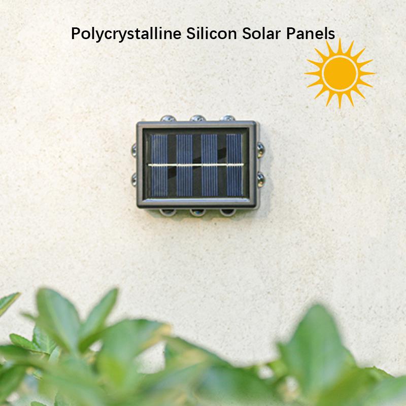 2Pack 10LEDs Solar LED Lights Outdoors,Waterproof Wall Lamp,Light Control Fence Lighting for Garden Street Balcony Camping Decor
