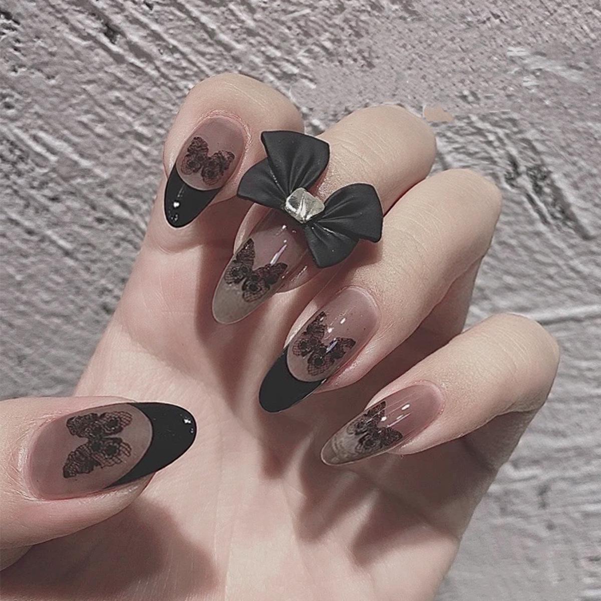 Black Tea Baroque Butterfly Semi-Transparent Wearable Nail Art Stickers