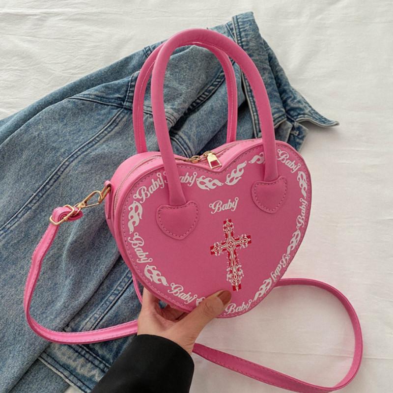 Trendy Heart-shaped Handbag For Women Street Style Versatile Fashion Pu Bag