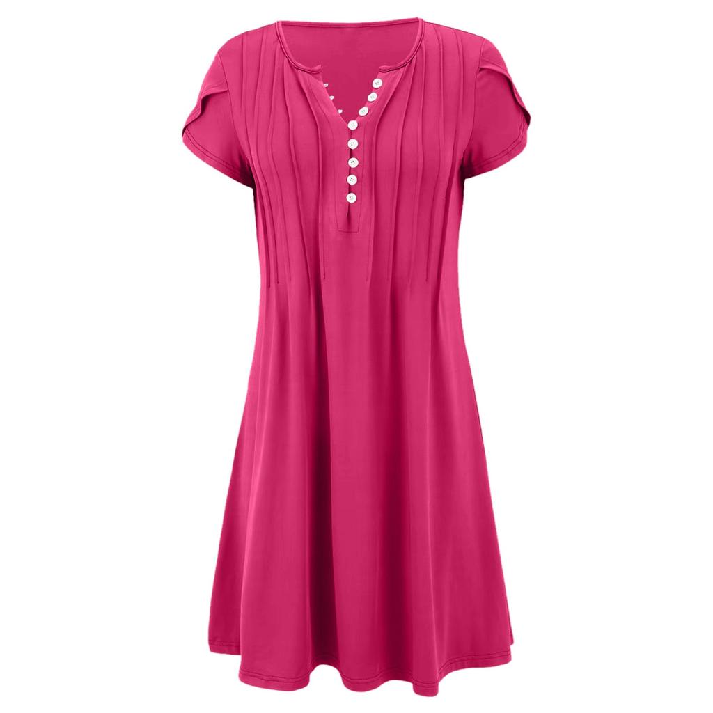 Damen T-Shirt Kleid Sommer Kurzarm Knielang Sommerkleider für Damen Elegant Lockeres Sommerkleid