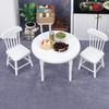 1:12 Wooden DOLLHOUSE Miniature Furniture Kitchen 3-piece Set White Mini Round Table and Chair Small Dining Chair