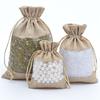 12pcs Single-sided Window Linen Bag Linen Drawstring Bag Cosmetic Jewelry Packaging Bag Lavender Mosquito Repellent Sachet Cloth Bag Drawstring Bag