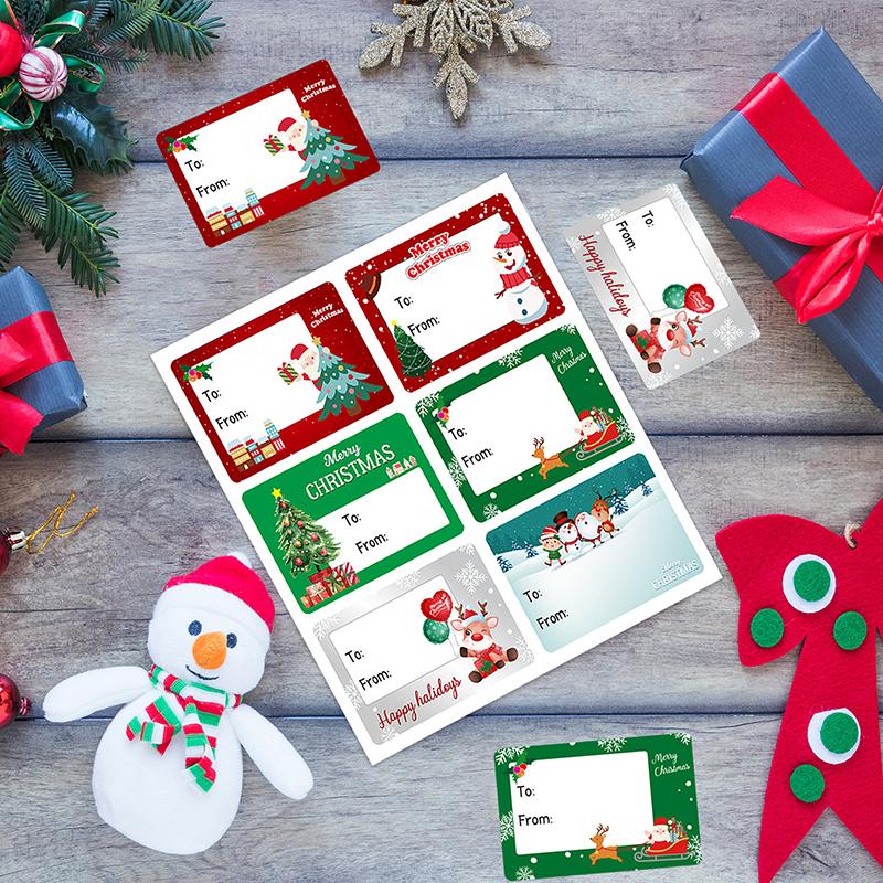 10 Sheets Christmas Tags Multiple Design Gift Sticker Name Tag With Santa Snowman Xmas Tree Reindeer Holiday Decoration Tag