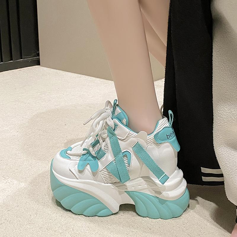 Women's Autumn New Style Casual Shoes Comfortable Slimming Soft Bottom Breathable Online Shopping Shoes with Thick Sole