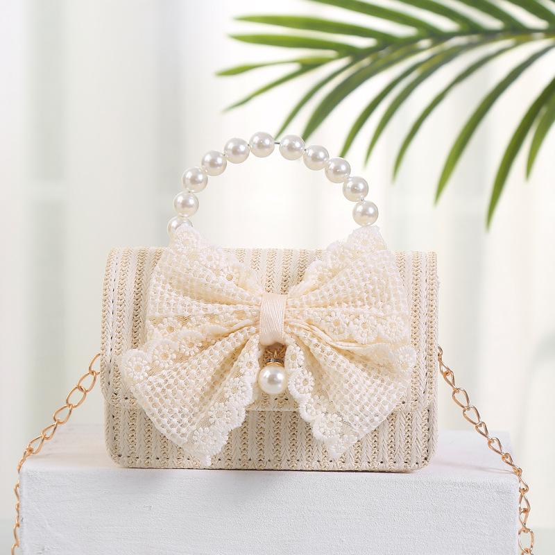 Simple Bowknot Straw Bag Messenger Portable Dual-purpose Holiday Photo Versatile Ladies Bag