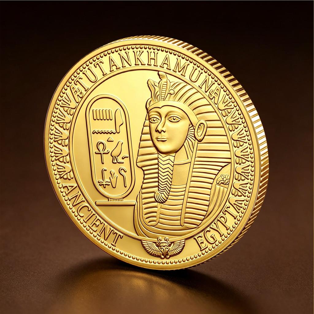 Ancient Egyptian Commemorative Coins Metal Museum Cultural and Creative, Commemorative Medals Collection Pyramid Pharaoh Relief Coins