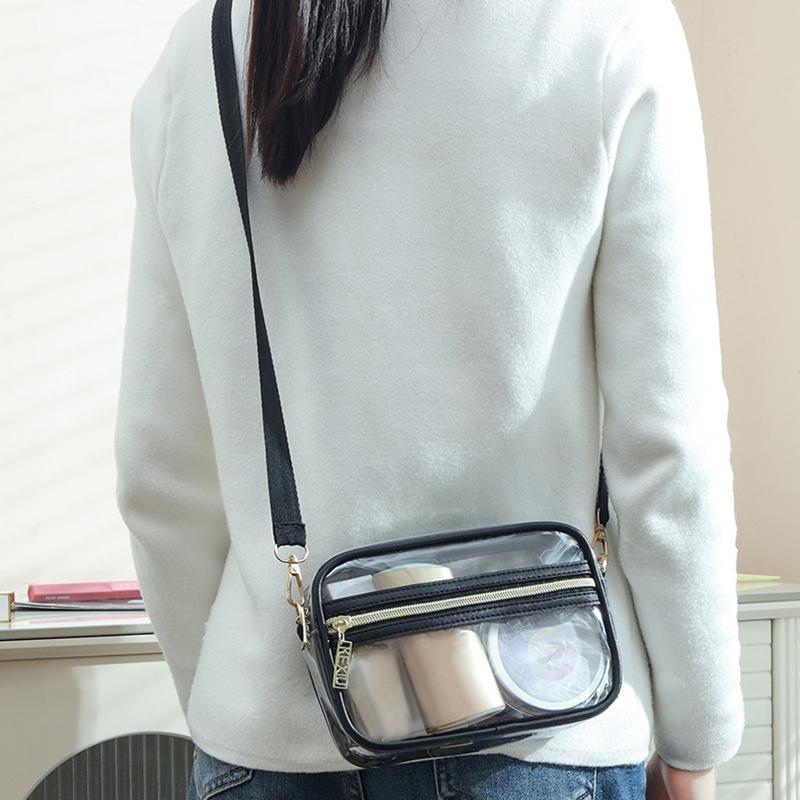 1Pc Mini Solid Color Transparent Pvc Portable Waterproof Shoulder Bag Suitable For Girls, White-Collar Outdoor Travel Shopping