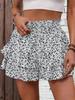 Women High Waist Smocked Ruffle Skort Layered Tiered Casual Summer Wide Leg Shorts Skirt