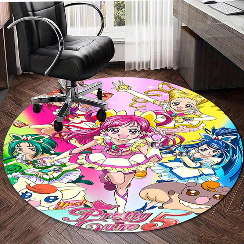 1pc Pretty Cure2 Design Printed Area Round Carpet for Bedroom Living Room Home Decor Rugs Mat Non Slip Mat Rug for Bedside