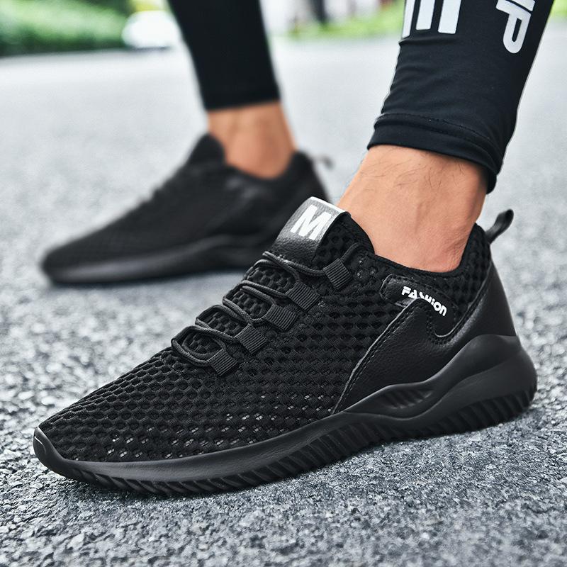 Men's Shoes Sports Shoes Summer Hollow Mesh Breathable Running Shoes Large Size Hole Shoes Single Mesh Sandals Inner Height Increase Shoes