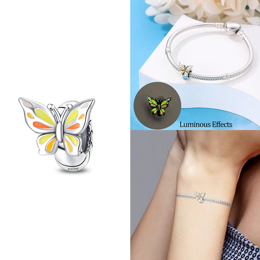 Pink Butterfly Snowflake Blue Star Moon Charms Copper Original Beads Fit Bracelet Jewelry Gifts Accessories Women