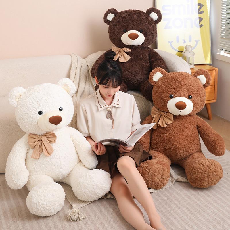 Soft Bear Plush Toys White Pink Brown Bear Super Charming Huggable Pillow Stuffed Cartoon Animal Cushion Children Birthday Gift
