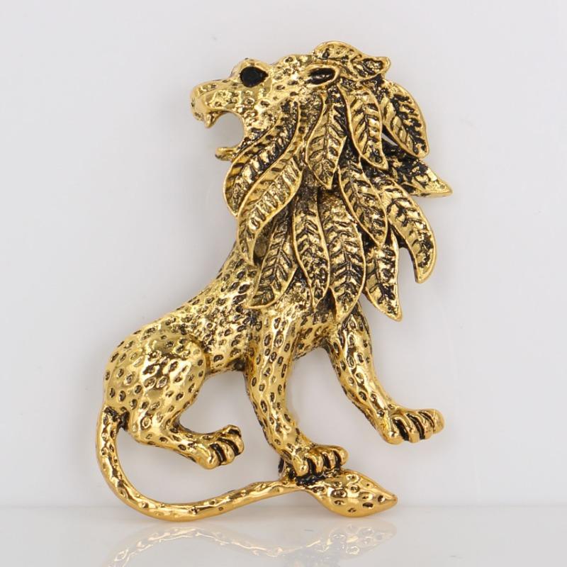 Vintage Gold Lion Brooch Fashion Simple Men'S Coat Suit Brooch Casual Fashion Brooch
