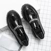2024 Men's Shiny Patent Leather Loafers with Thick Sole and Height-Boosting Chunky Heel