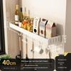 White Wall-Mounted Kitchen Rack: No-Drill Seasoning, Knife, and Chopsticks Organizer