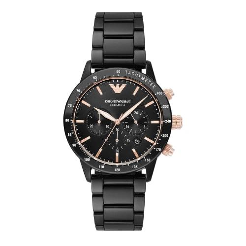 

Emporio Armani Men s 43mm Black Ceramic Band & Case Quartz Analog Watch AR70002, Analog Watch, Chronograph.