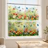 Yousheng Colorful Flower Butterfly Window Cling, Waterproof PVC Static Glass Sticker, Removable No Adhesive Window Sticker for Home Bedroom Kitchen