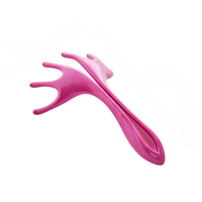 

1 шт. Ручной массажер для головы с шестью когтями - Вибрирующий зудящий стержень для расслабляющего массажа и стимуляции волос, Прочный пластиковый инструмент для ухода за волосами розовый