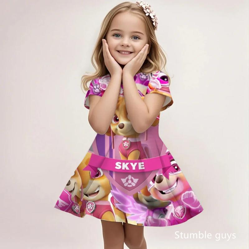 

Fashion Beach Sundress For Girls Paw Patrol Cute Cartoon Print Summer Casual Soft Lightweight Breathable Dress 110