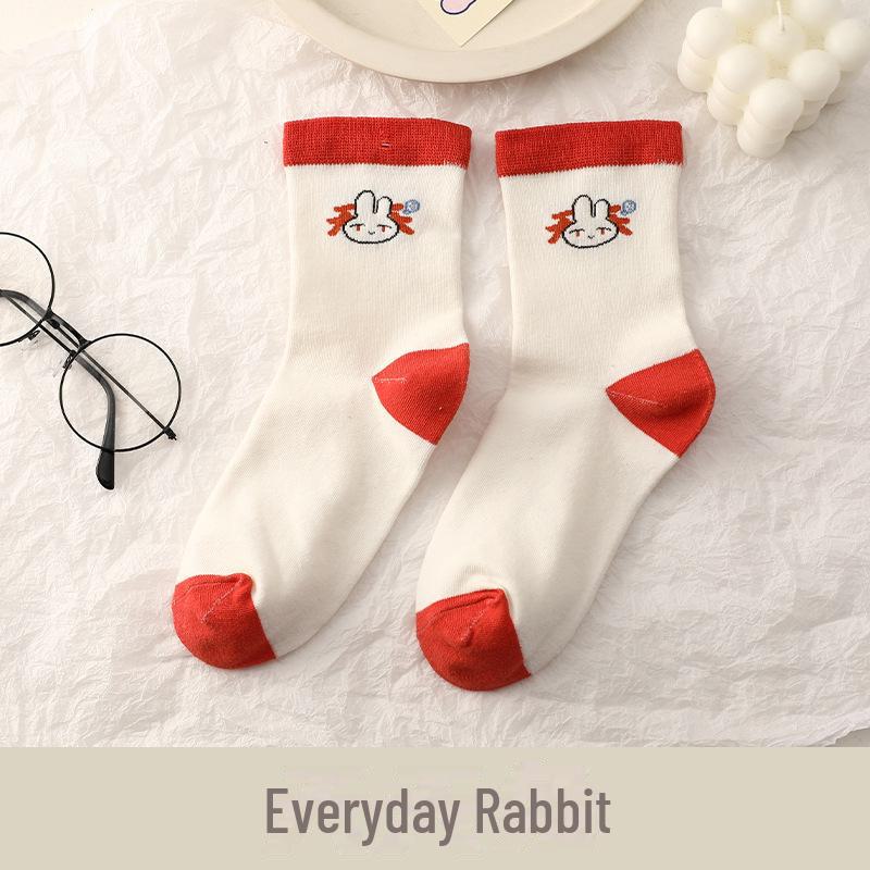 Women's Mid-Tube Socks - Autumn/Winter Japanese Korean Style, Trendy Soft Cotton, Deodorant, Personality Design.