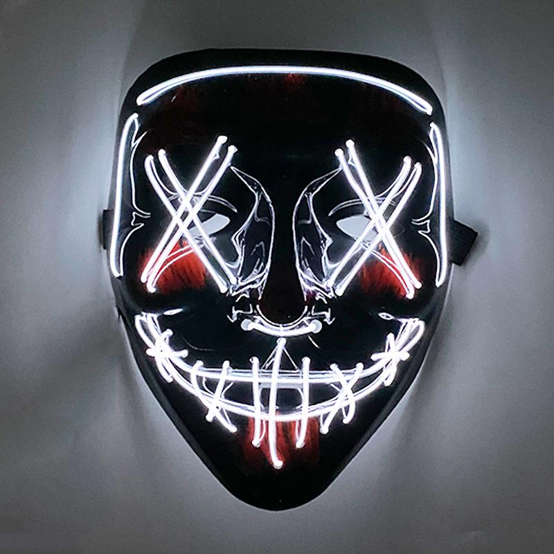 Wireless Scary Glowing Mask LED Luminous Purge Mask Halloween Carnival Light Up Cosplay Party Mask Festival Costume Supplies