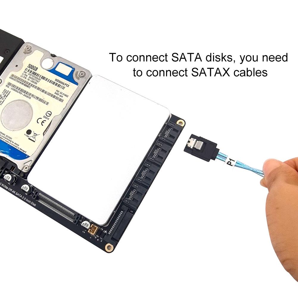 4-Port NVMe Interfaces To PCIe X16 Converter Card Motherboard Support PCIe X4x4x4x4 Bifurcation with LED Indicator